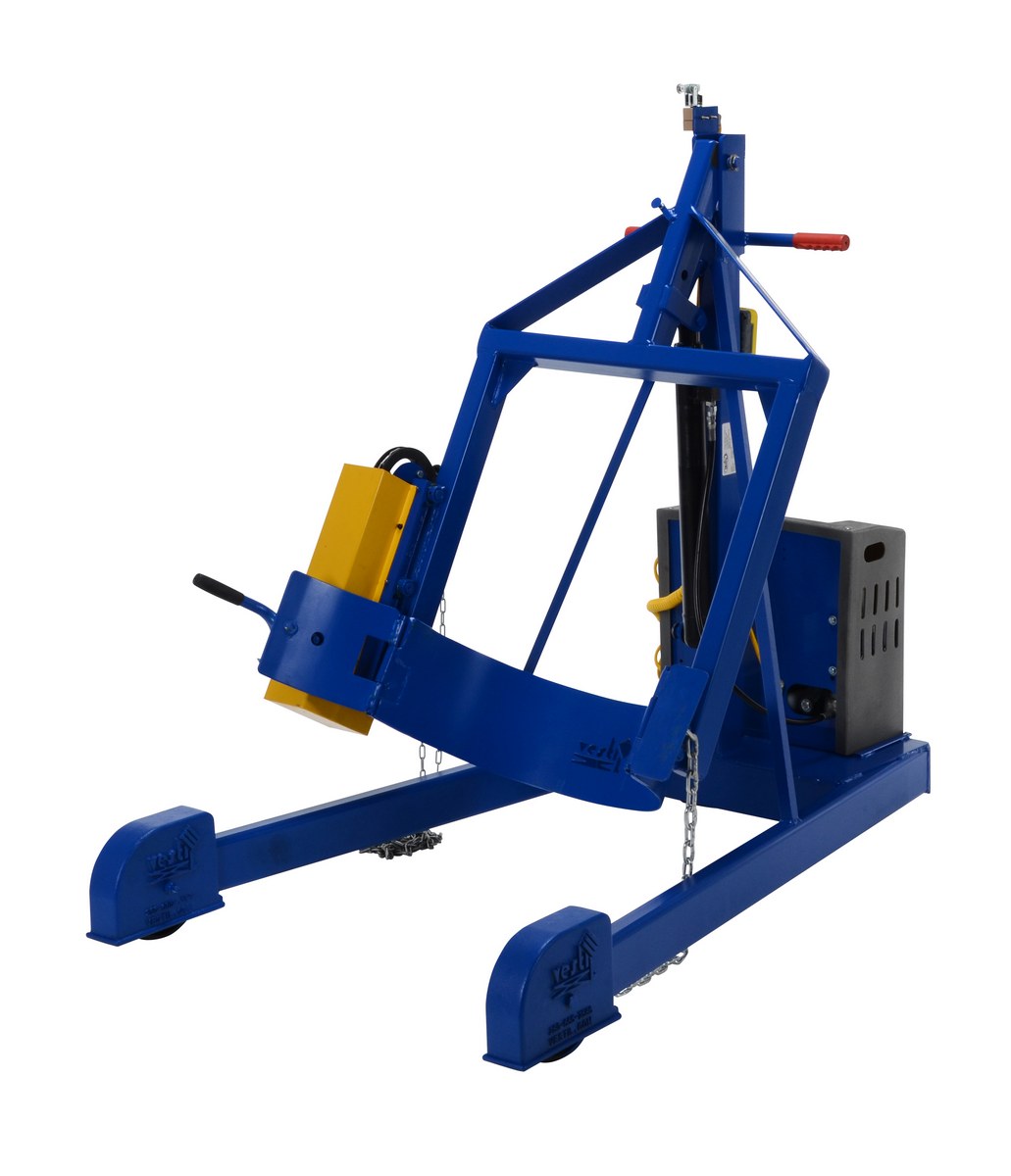 Vestil Steel Portable DC Powered Hydraulic Drum Carrier, Rotator and Boom - 97-9/16 In. Lift Height 800 lb Blue / - Yellow