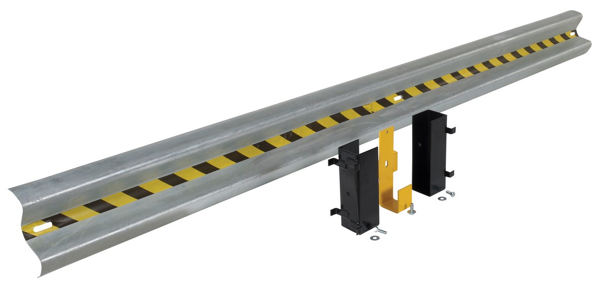 Vestil Galvanized Steel Drop In Guard Rail - 2 Ribbed 144 In. Length - Gray