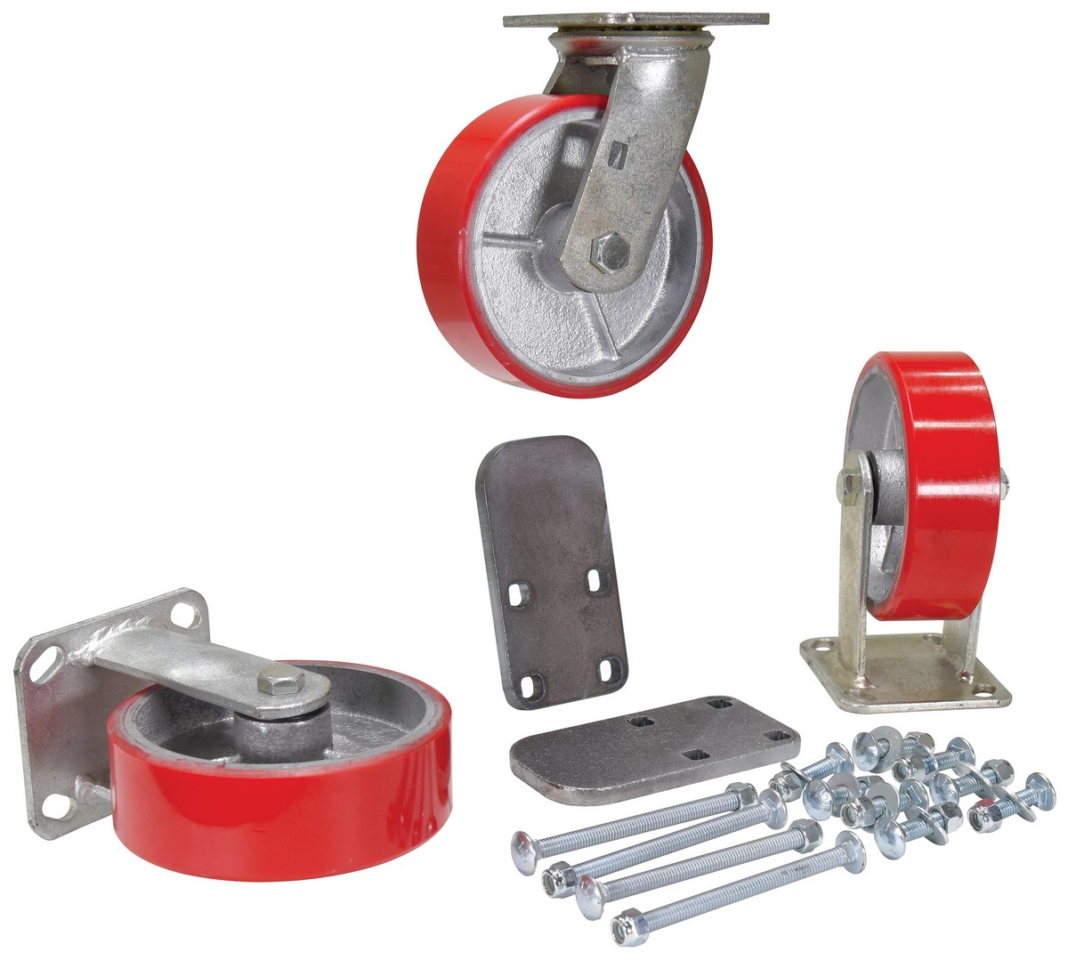 Vestil Poly On Steel Caster Kit - 6 In. x 2 In. 3,600 lb - Red
