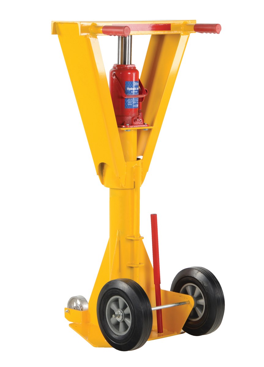 Vestil Steel Hydraulic Beam Trailer Stabilizing Jack - 100,000 lb Static - Yellow