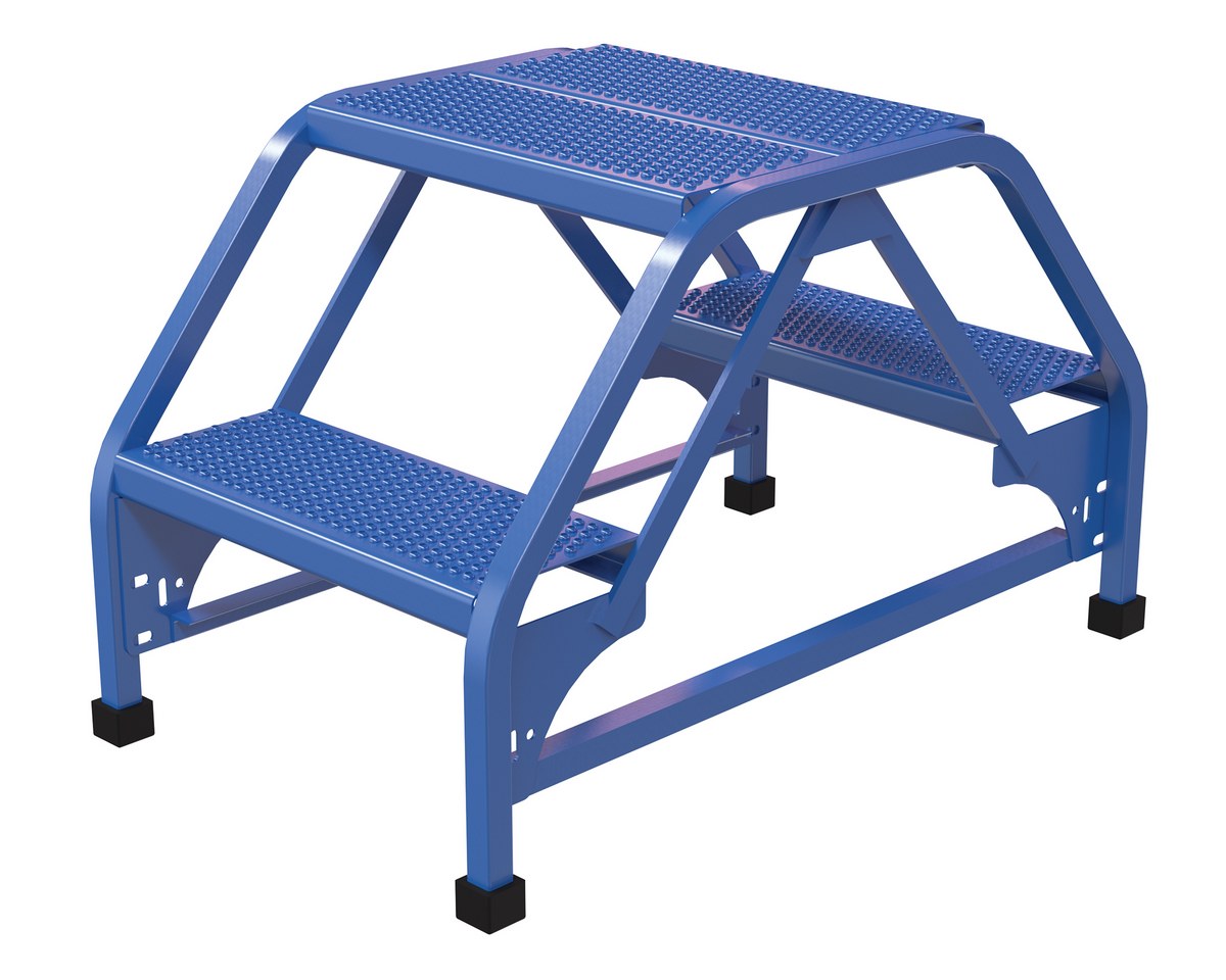 Vestil Steel Double Sided Ladder - 2 Perforated Step 16-13/16 In. Width 350 lb - Blue