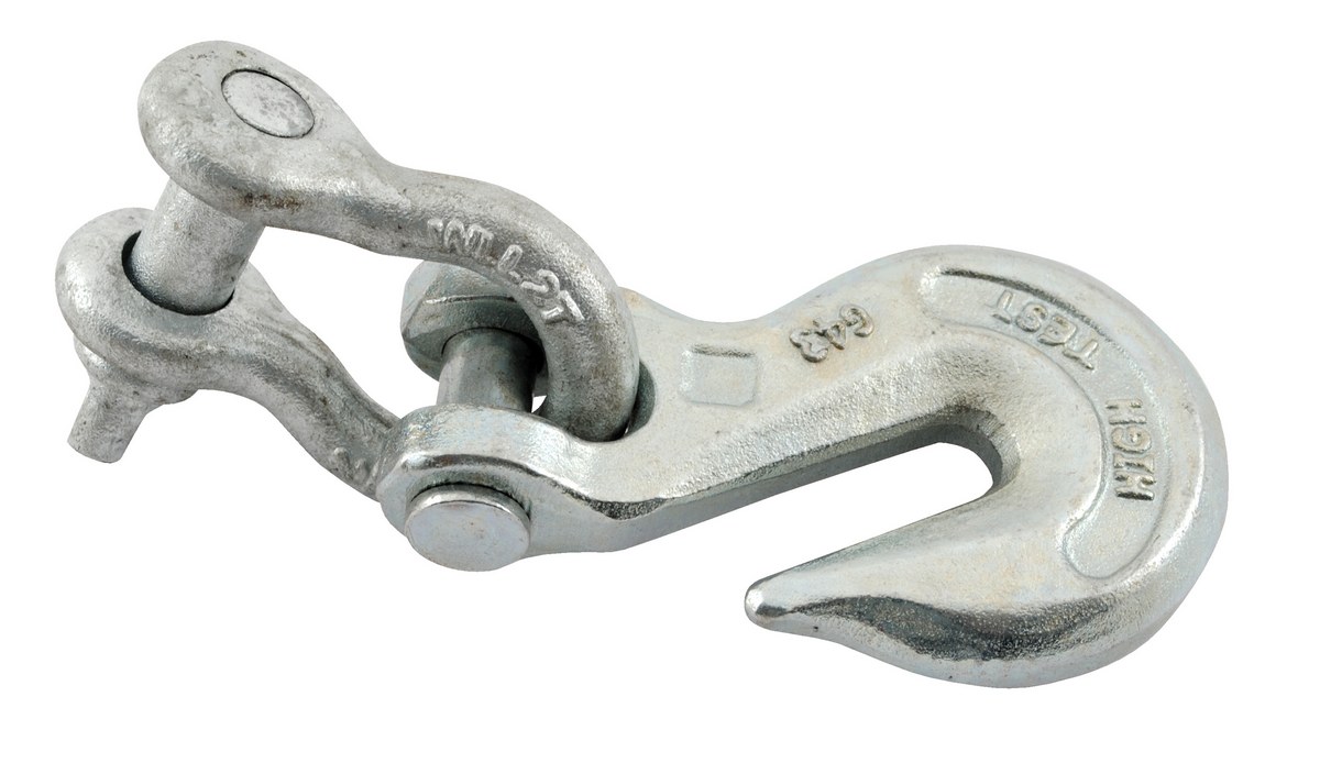 Vestil Steel Rigid Grab Hook with Shackle - 4,000 lb - Silver