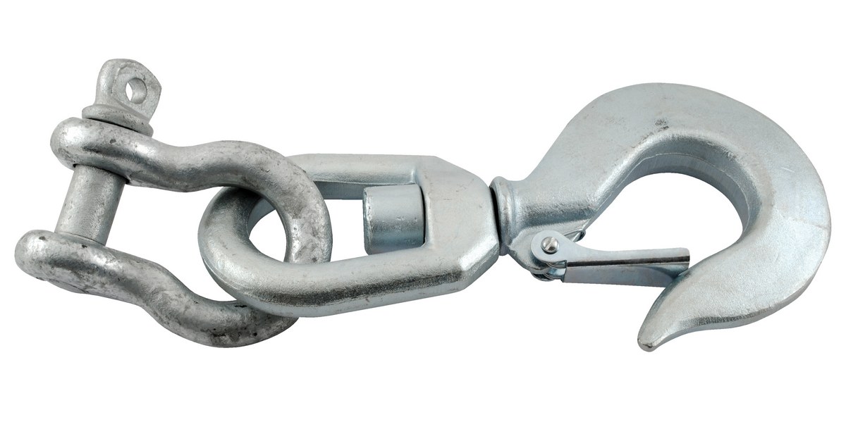 Vestil Steel Swivel Hook with Shackle - 10,000 lb - Silver