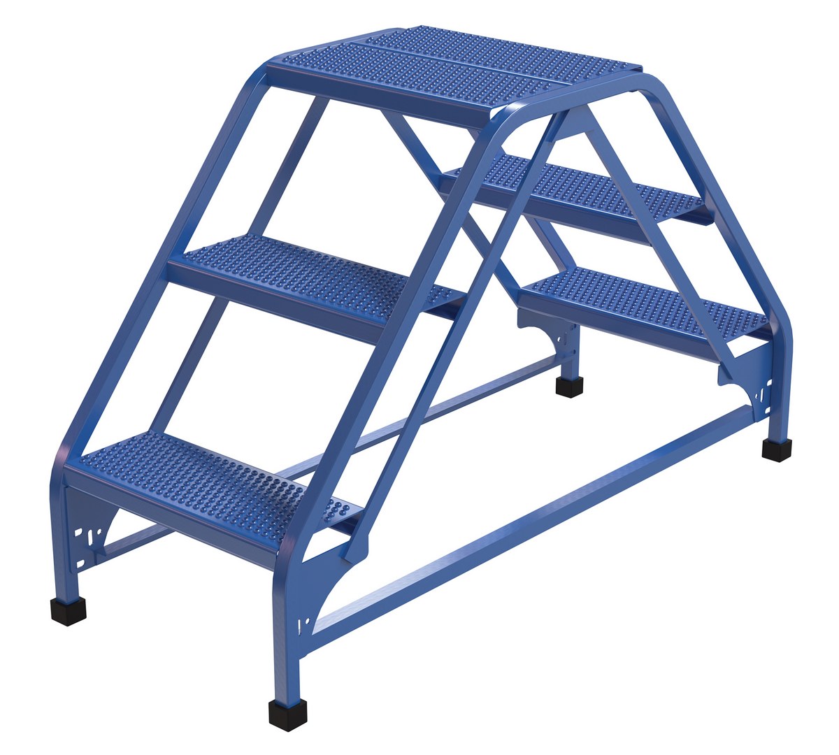 Vestil Steel Double Sided Ladder - 3 Perforated Step 16-13/16 In. Width 350 lb - Blue