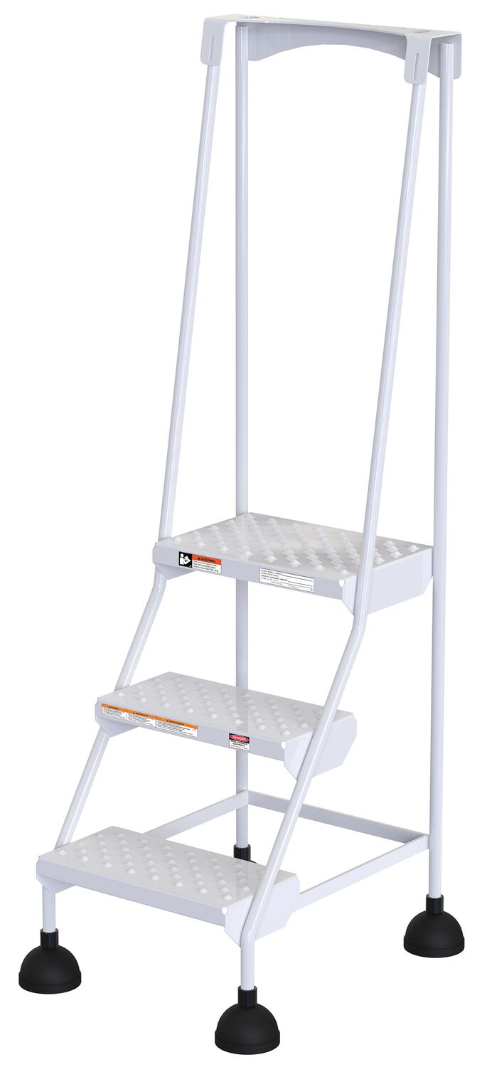 Vestil Steel Commercial Spring Loaded Ladders - 58 Degree 3 Perforated 16 In. Step Width 300 lb - White