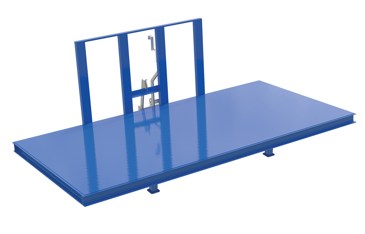 Vestil Steel Open Sided Hopper Solid Deck - 2,000 lb - Blue