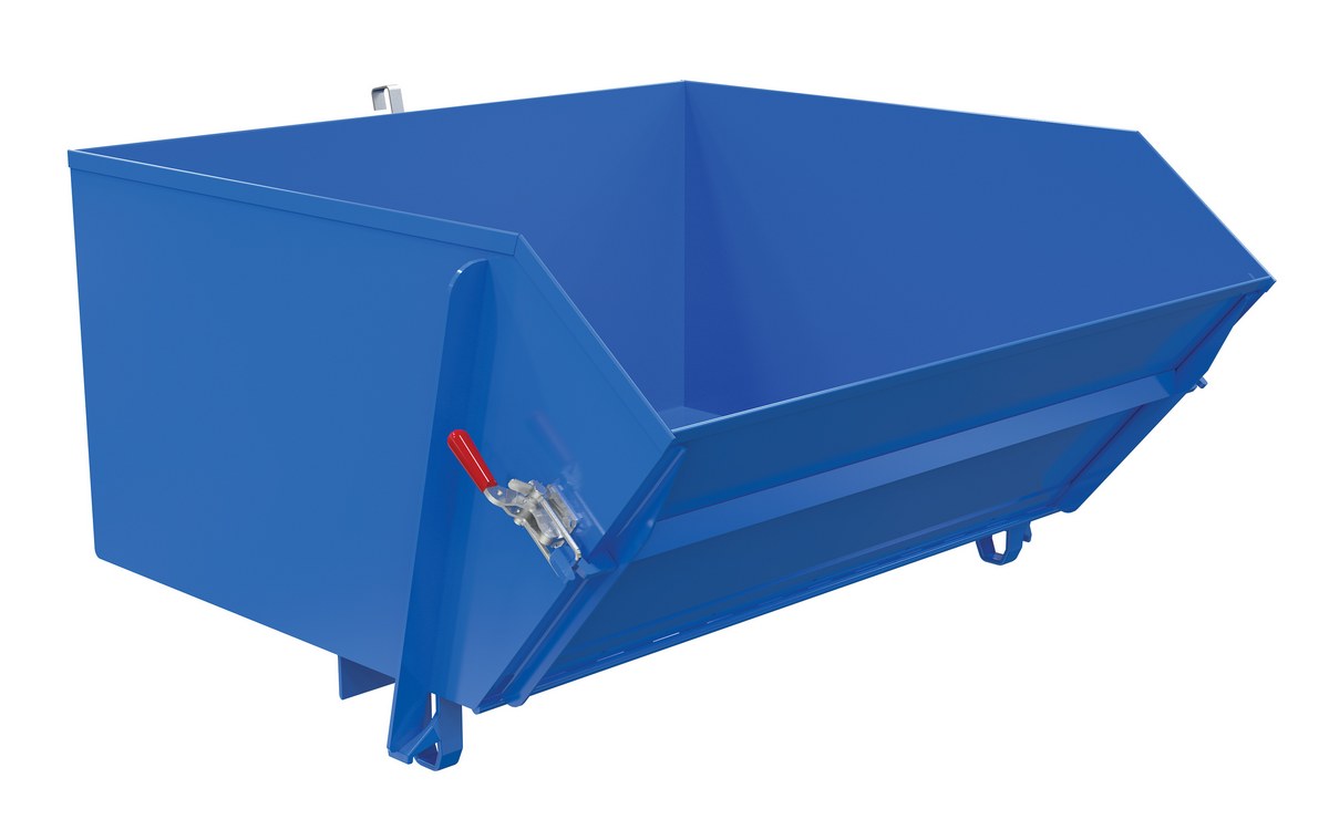 Vestil Steel Heavy Duty Self Dumping Hopper with Fold Down Front - 1 Cubic Yard 6000 lb - Blue