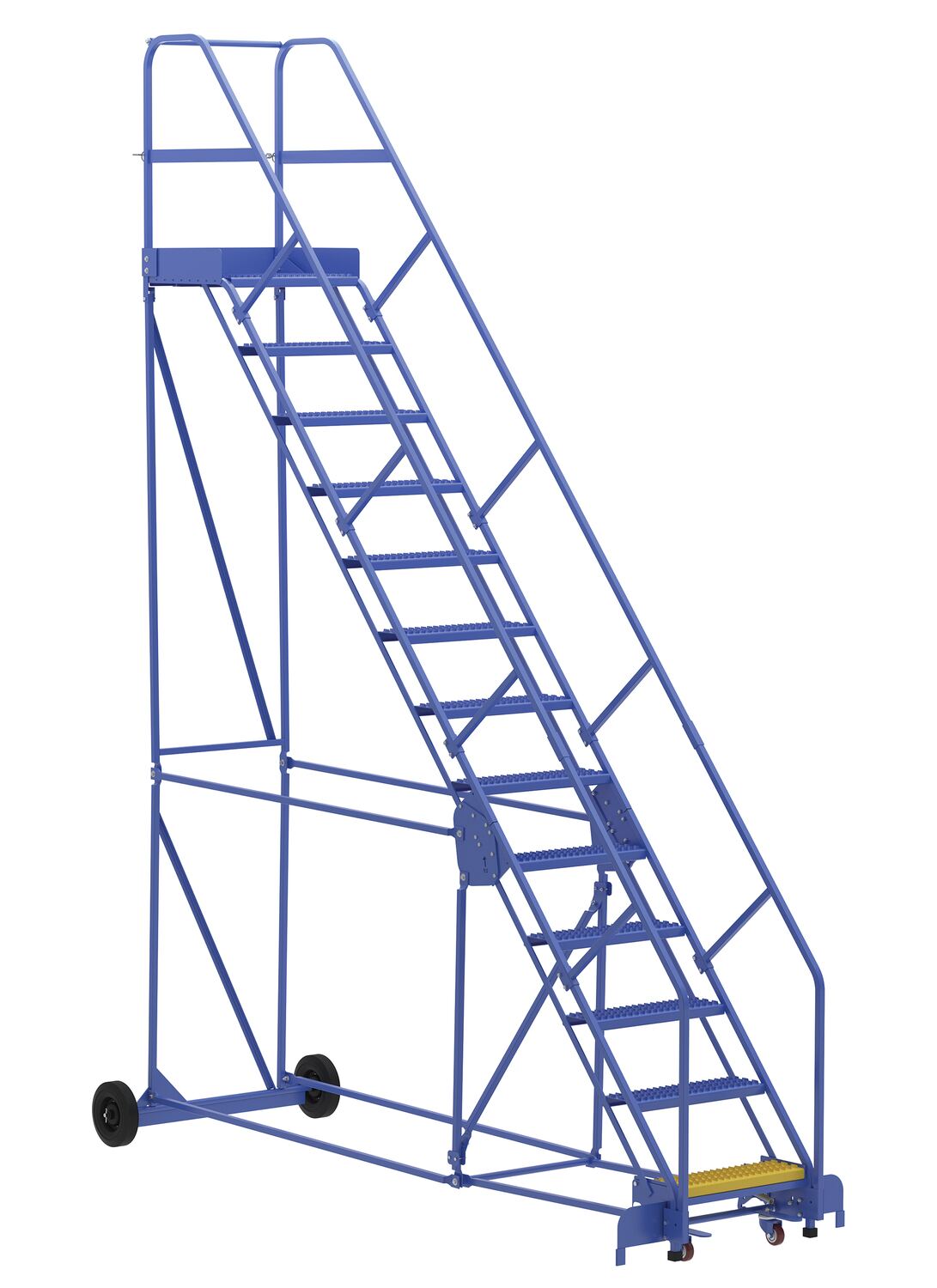 Vestil Steel Rolling Warehouse Ladder - 50 Degree 13 Grip Strut 23-9/16 In. Step Width 350 lb - Blue