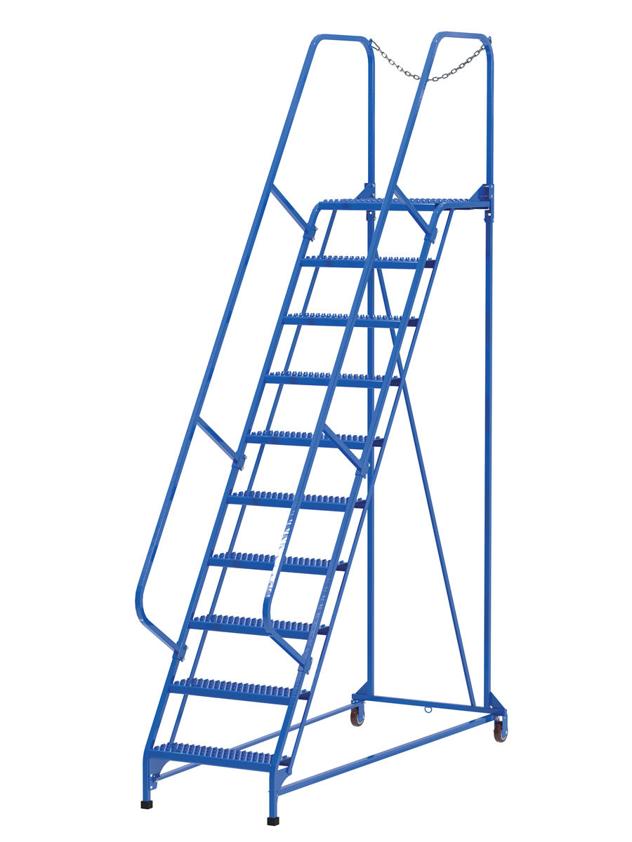 Vestil Steel Maintenance Ladder - 58 Degree 10 Grip Strut 24 In. Step Width 350 lb - Blue