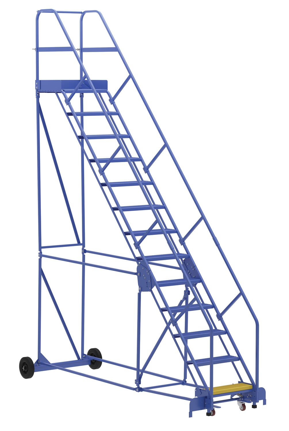 Vestil Steel Rolling Warehouse Ladder - 50 Degree 13 Perforated 23-9/16 In. Step Width 350 lb - Blue