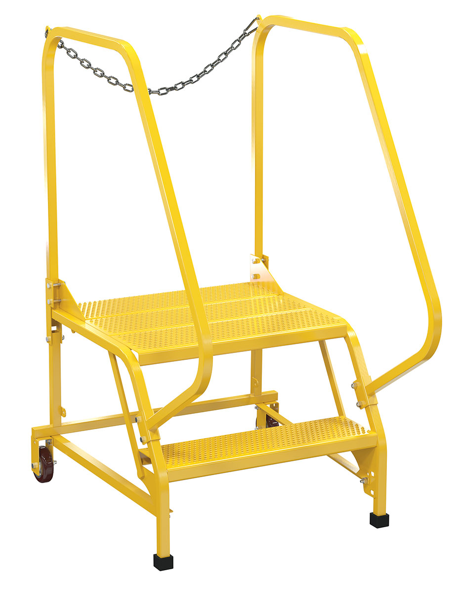 Vestil Steel Maintenance Ladder - 58 Degree 2 Perforated 24 In. Step Width 350 lb - Yellow