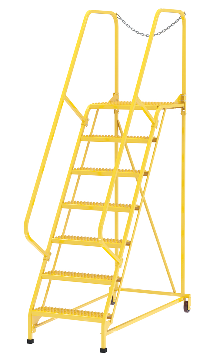 Vestil Steel Maintenance Ladder - 58 Degree 7 Grip Strut 24 In. Step Width 350 lb - Yellow