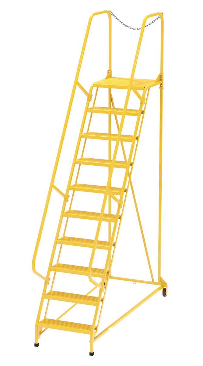 Vestil Steel Maintenance Ladder - 58 Degree 10 Perforated 24 In. Step Width 350 lb - Yellow