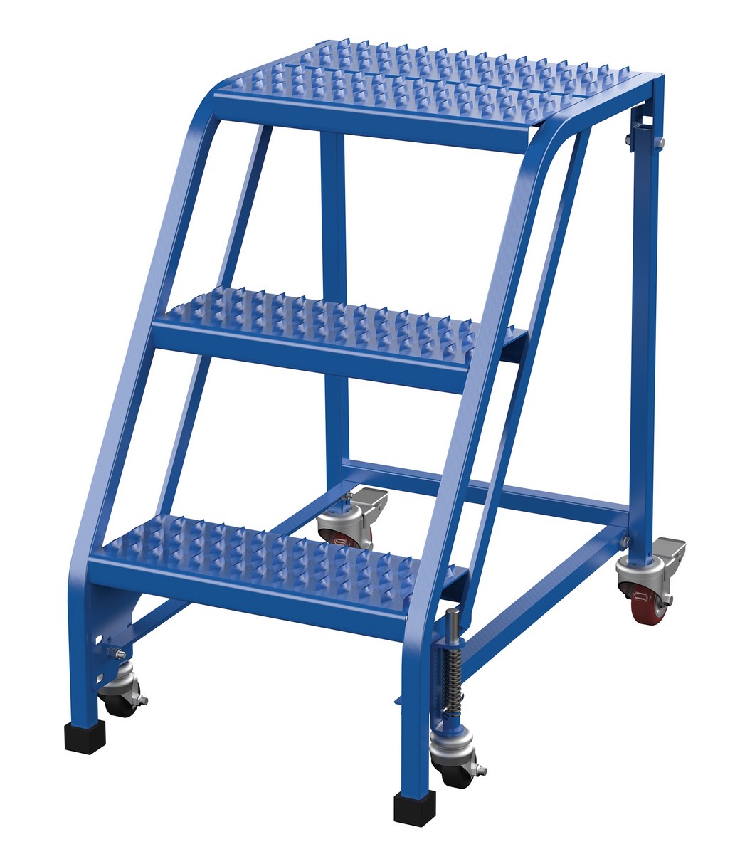 Vestil Steel Standard Slope Ladder No Handrail - 58 Degree 3 Grip Strut 16-13/16 In. Step Width 350 lb - Blue