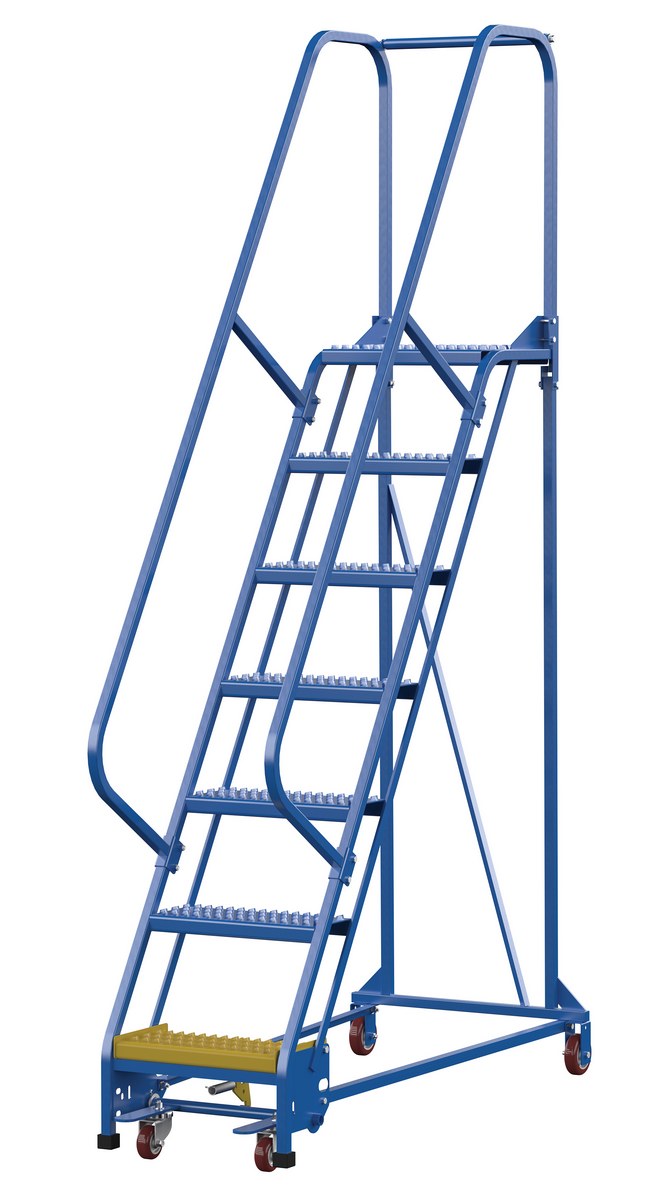 Vestil Steel Standard Slope Ladder - 58 Degree 7 Grip Strut 16-13/16 In. Step Width 350 lb - Blue
