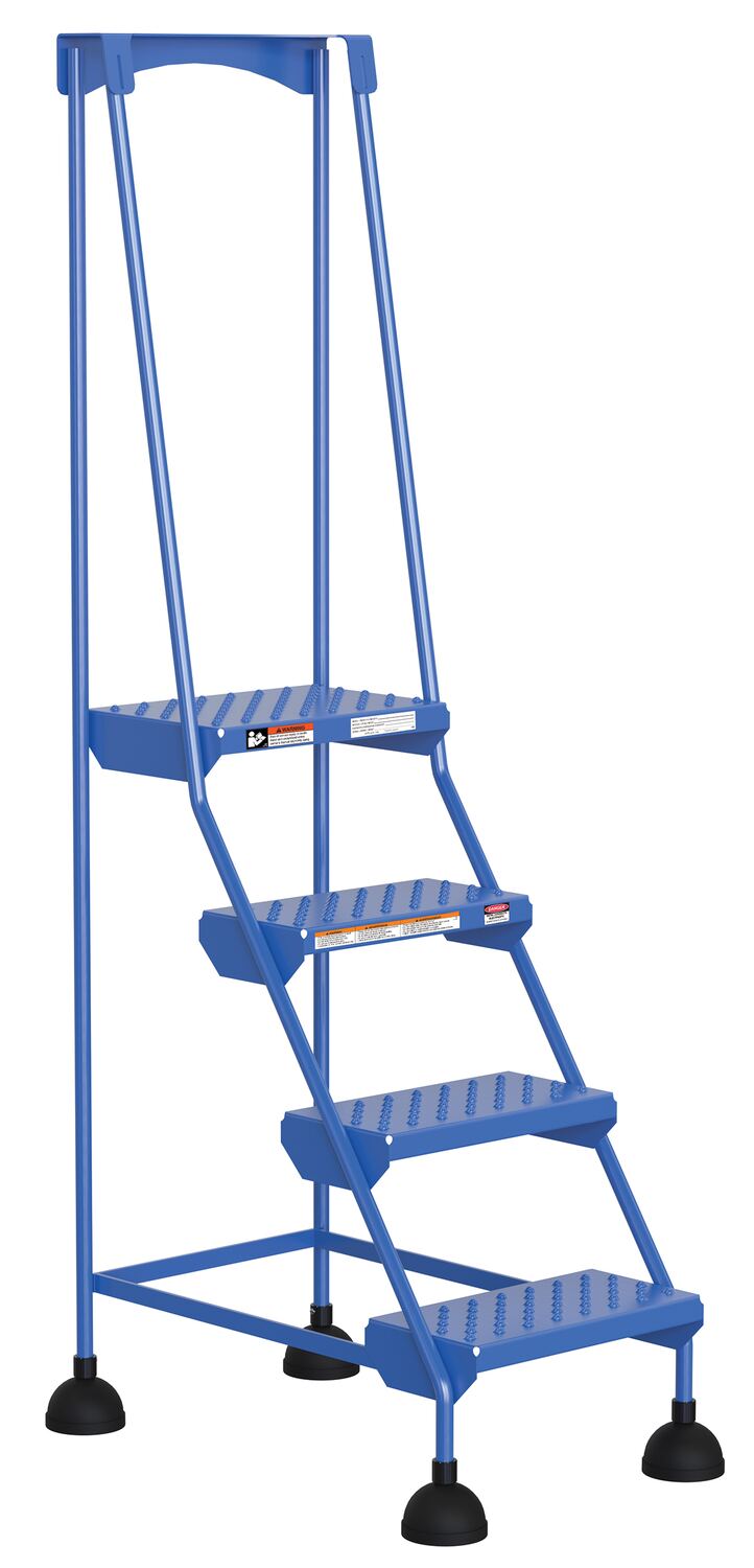 Vestil Steel Commercial Spring Loaded Ladders - 58 Degree 4 Perforated 16 In. Step Width 300 lb - Blue