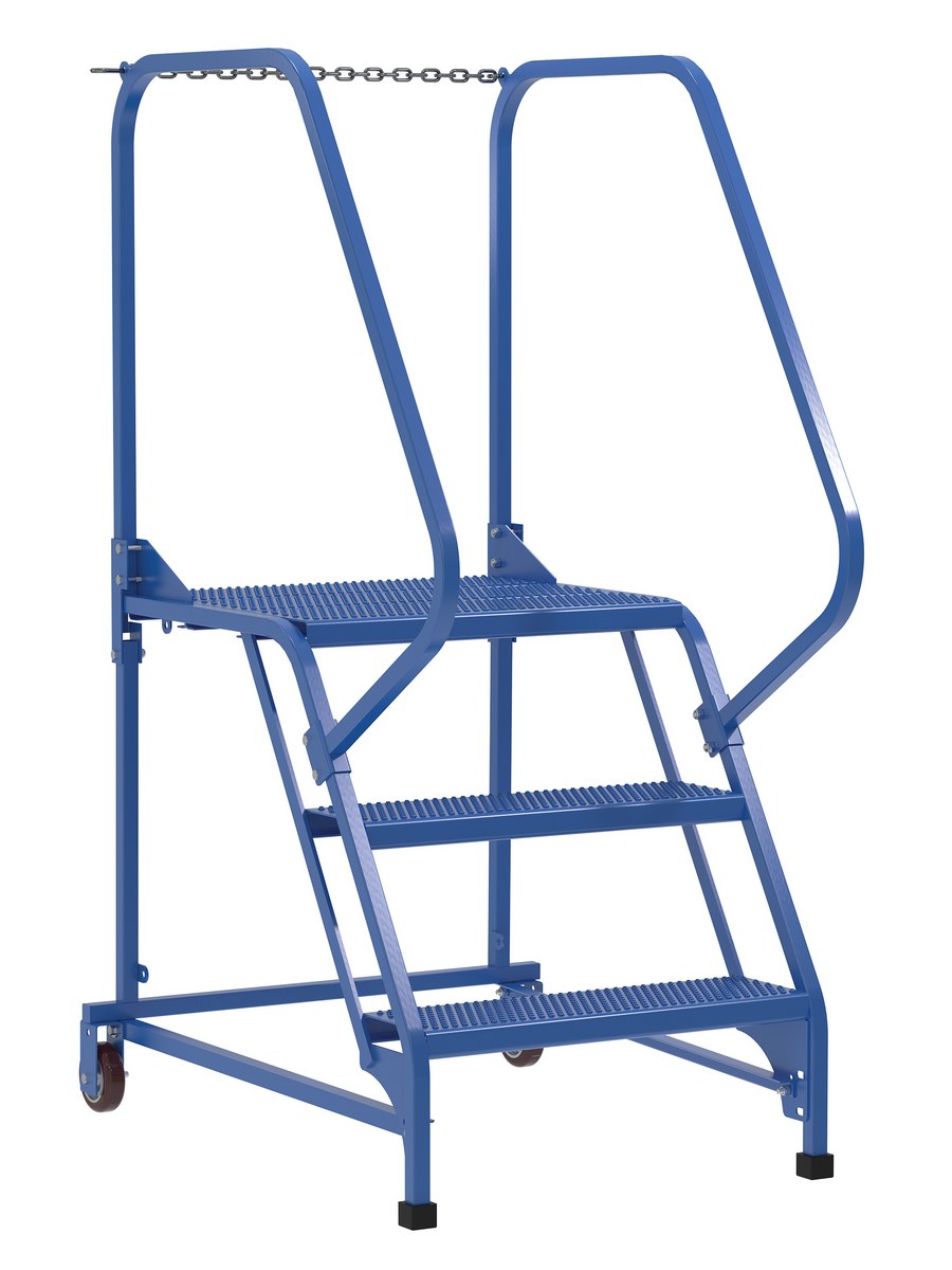 Vestil Steel Maintenance Ladder - 58 Degree 3 Perforated 24 In. Step Width 350 lb - Blue