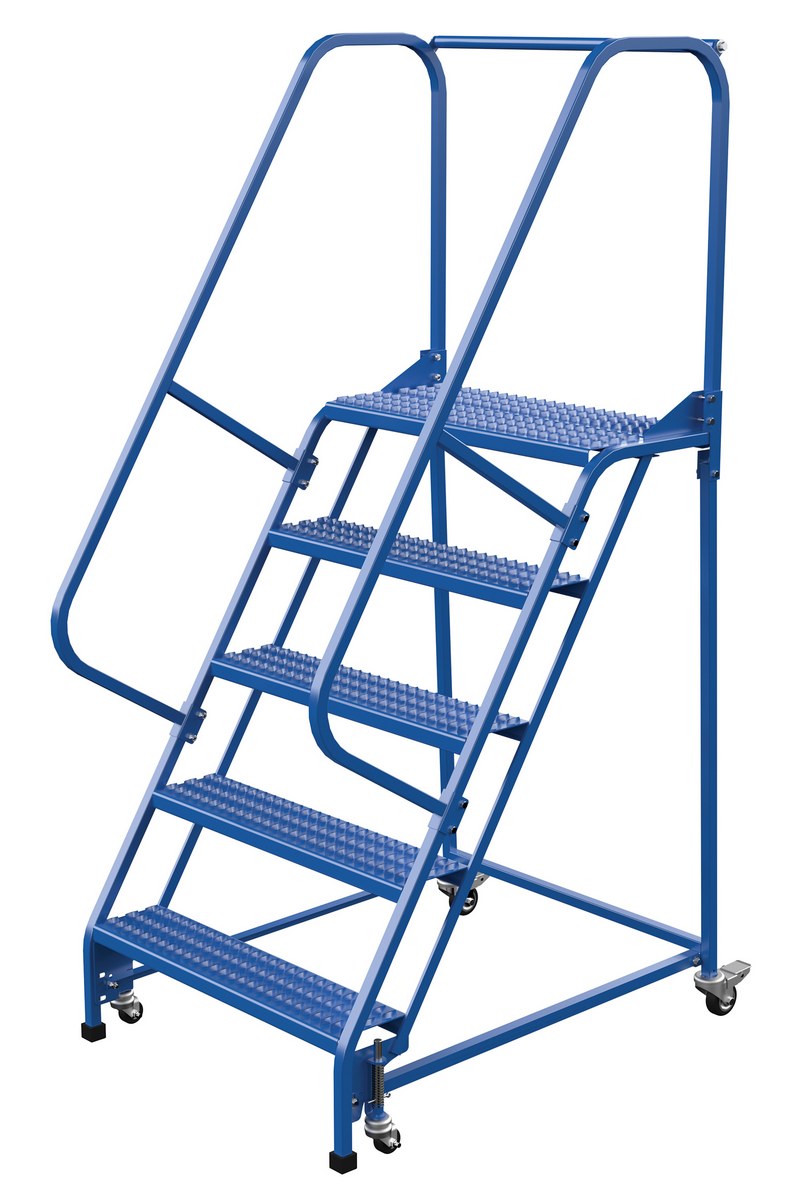 Vestil Steel Standard Slope Ladder - 58 Degree 5 Grip Strut 30-1/4 In. Step Width 350 lb - Blue