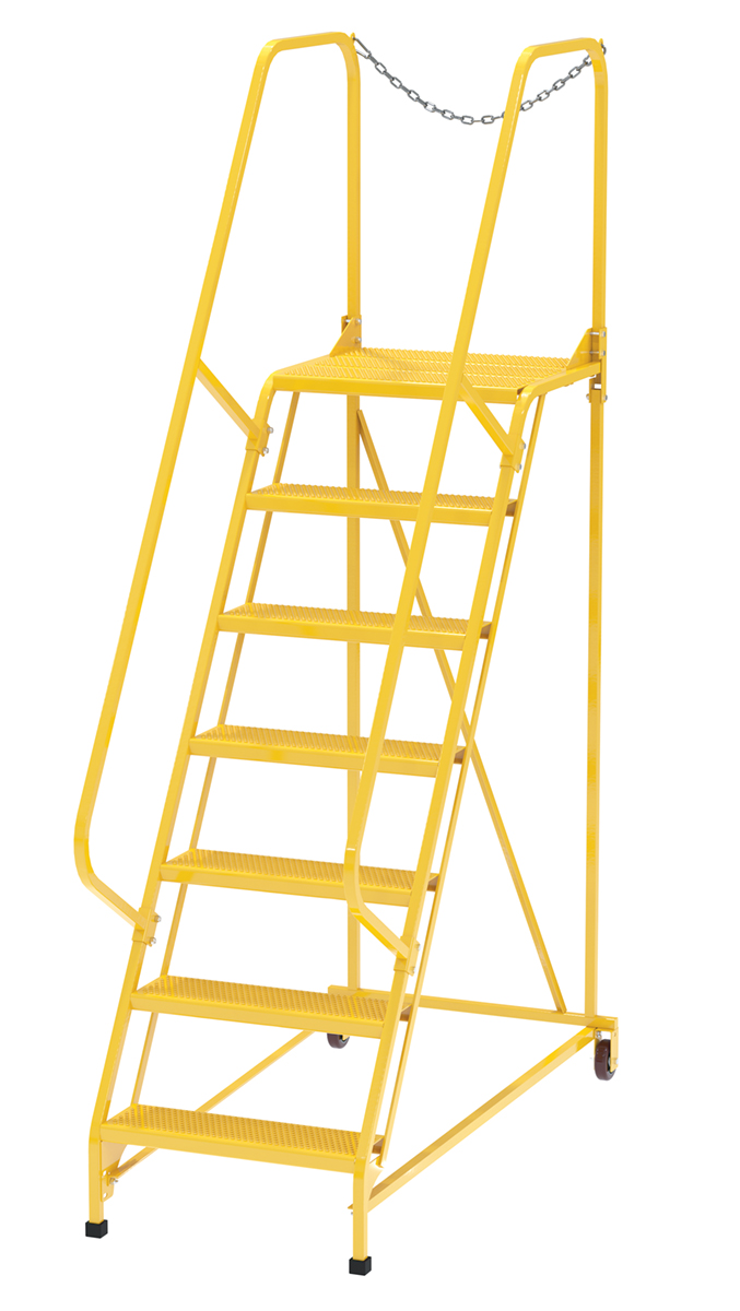 Vestil Steel Maintenance Ladder - 58 Degree 7 Perforated 24 In. Step Width 350 lb - Yellow