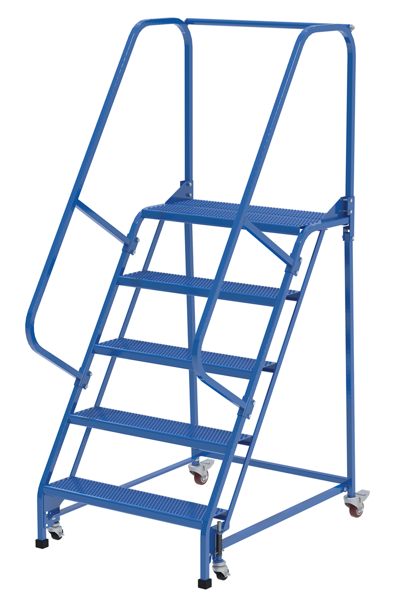 Vestil Steel Standard Slope Ladder - 58 Degree 5 Perforated 30-1/4 In. Step Width 350 lb - Blue