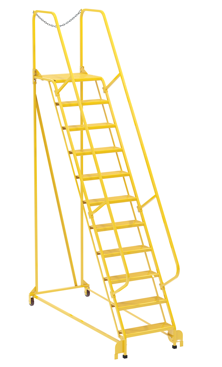 Vestil Steel Maintenance Ladder - 58 Degree 11 Perforated 24 In. Step Width 350 lb - Yellow