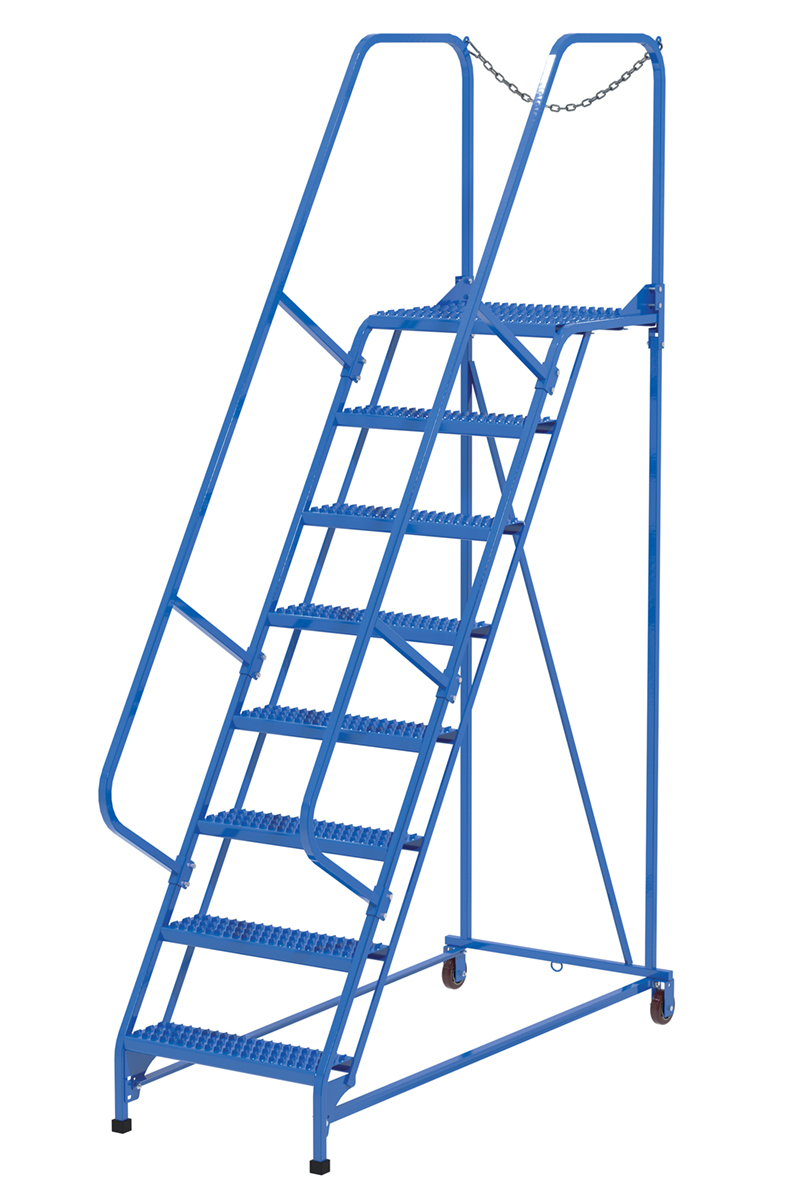 Vestil Steel Maintenance Ladder - 58 Degree 8 Grip Strut 24 In. Step Width 350 lb - Blue