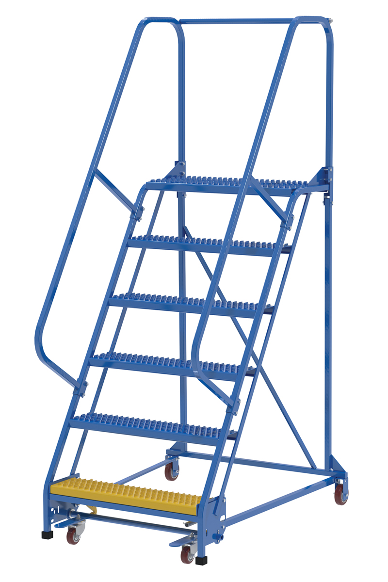 Vestil Steel Standard Slope Ladder - 58 Degree 6 Grip Strut 30-1/4 In. Step Width 350 lb - Blue