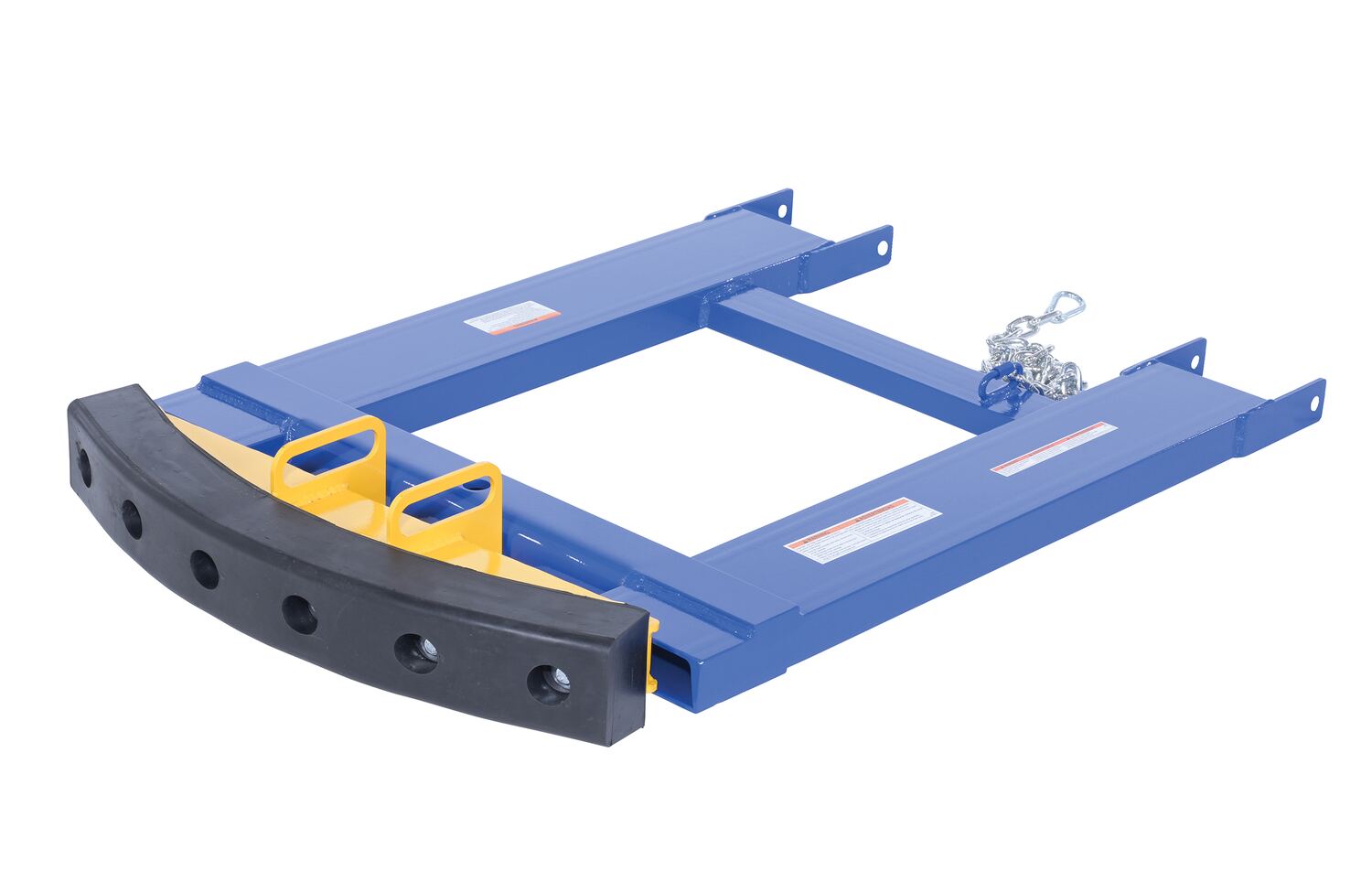 Vestil Steel Fork Truck Hook Base - 32 In. Length With Steel/Rubber Push Bumper-Attachment to 2 In. Receiver 15 In. x 28 In. x 5-3/4 In - Blue/Yellow