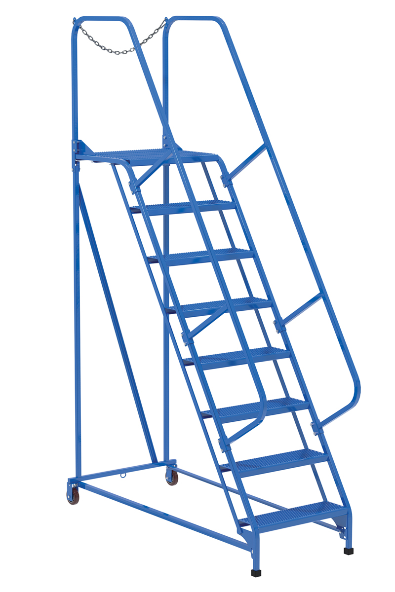 Vestil Steel Maintenance Ladder - 58 Degree 8 Perforated 24 In. Step Width 350 lb - Blue