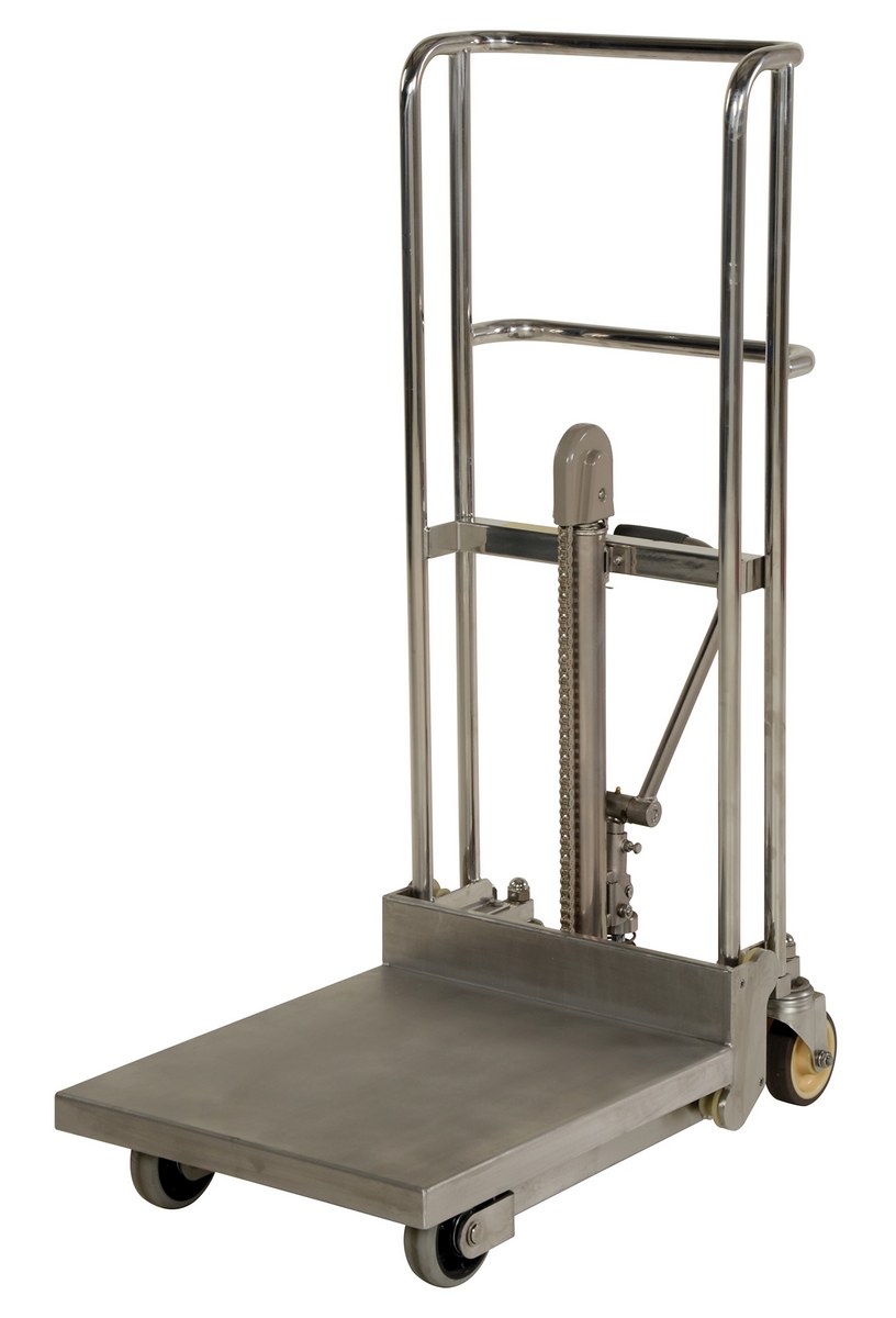 Vestil Stainless Steel Hydraulic Hefti-Lift - 35-13/16 In. x 52-1/8 In. 450 lb - Silver