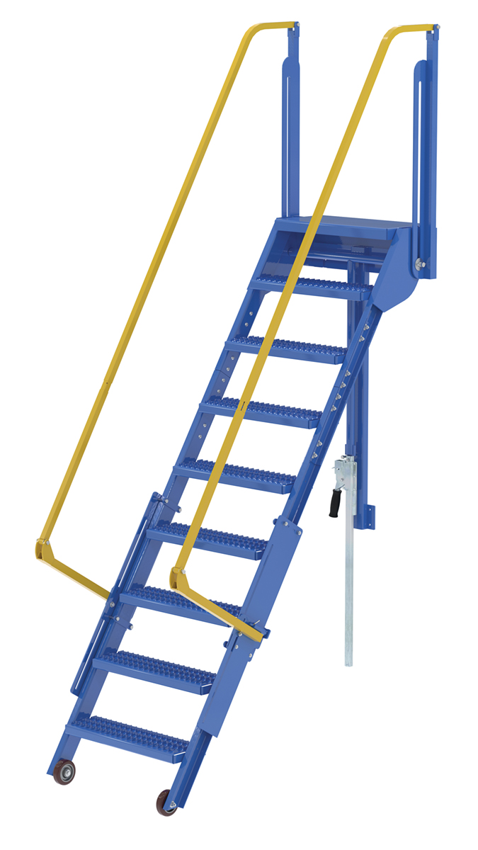 Vestil Steel Folding Mezzanine Ladder - 84 In. Mezzanine Height 24-1/4 In. Step Width 350 lb - Blue