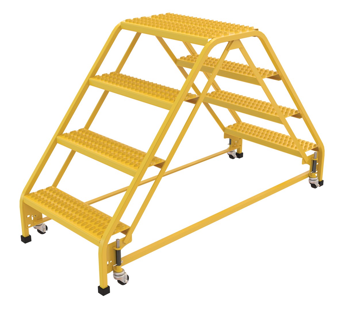 Vestil Steel Double Sided Step Ladder - 4 Grip Strut 23-9/16 In. Step Width 350 lb - Yellow
