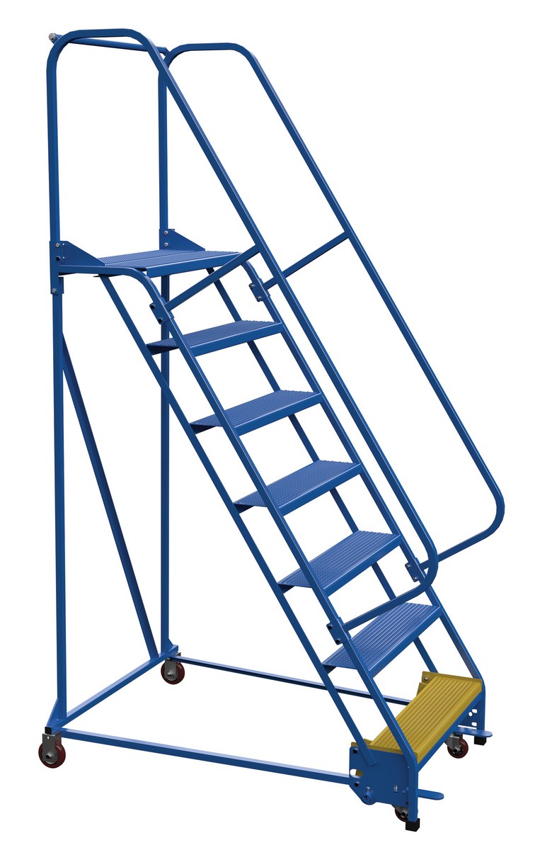 Vestil Steel Standard Slope Ladder - 58 Degree 7 Perforated 30-1/4 In. Step Width 350 lb - Blue