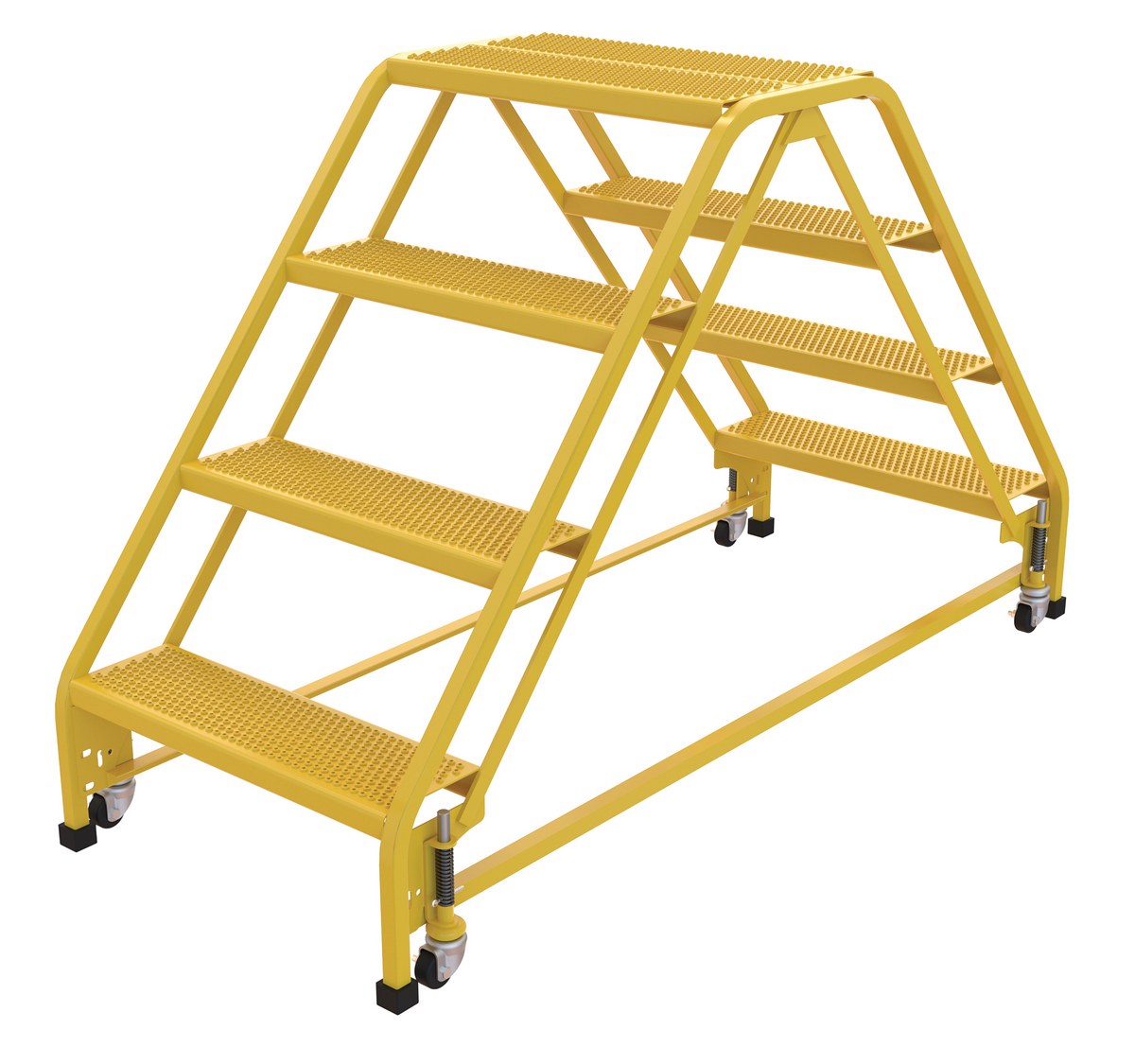 Vestil Steel Double Sided Step Ladder - 4 Perforated 23-9/16 In. Step Width 350 lb - Yellow