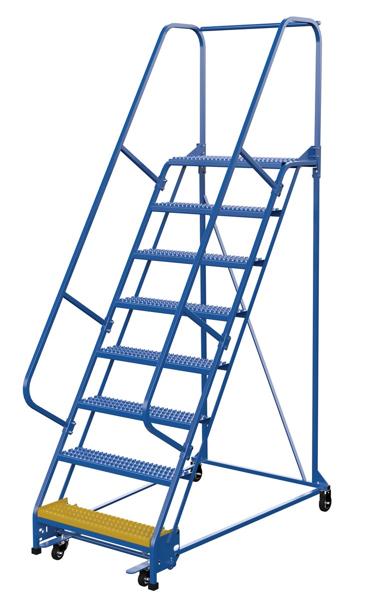 Vestil Steel Standard Slope Ladder - 58 Degree 8 Grip Strut 30-1/4 In. Step Width 350 lb - Blue