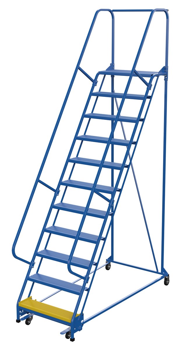 Vestil Steel Standard Slope Ladder - 58 Degree 11 Perforated 30-1/4 In. Step Width 350 lb - Blue