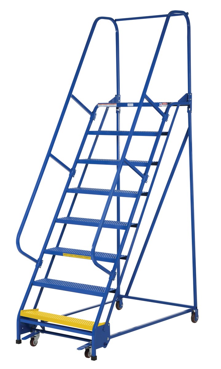 Vestil Steel Standard Slope Ladder - 58 Degree 8 Perforated 30-1/4 In. Step Width 350 lb - Blue