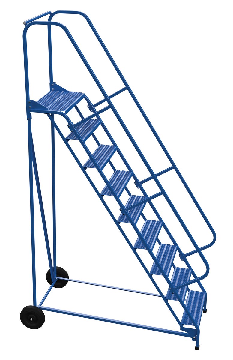 Vestil Steel Roll-A-Fold Ladder - 58 Degree 9 Grip Strut 23-9/16 In. Step Width 350 lb - Blue