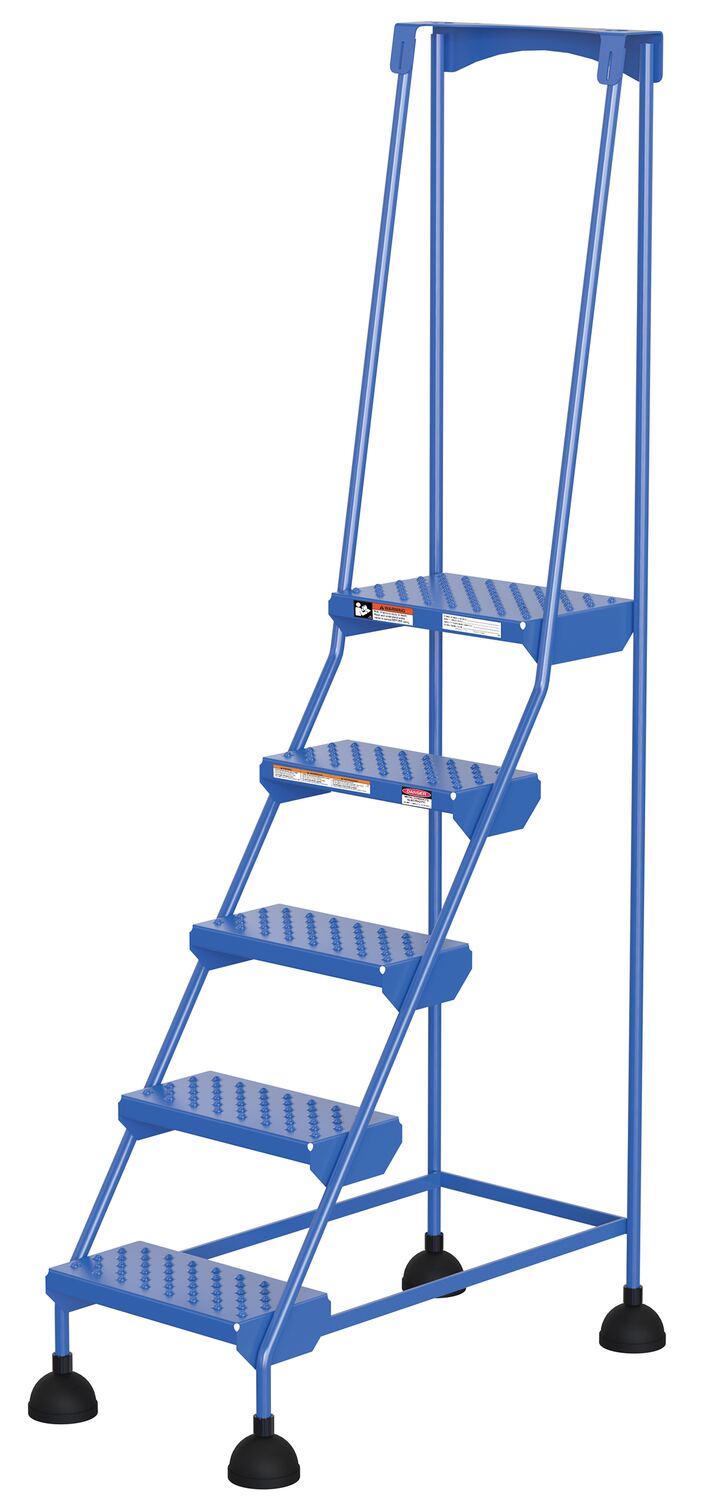 Vestil Steel Commercial Spring Loaded Ladders - 58 Degree 5 Perforated 16 In. Step Width 300 lb - Blue