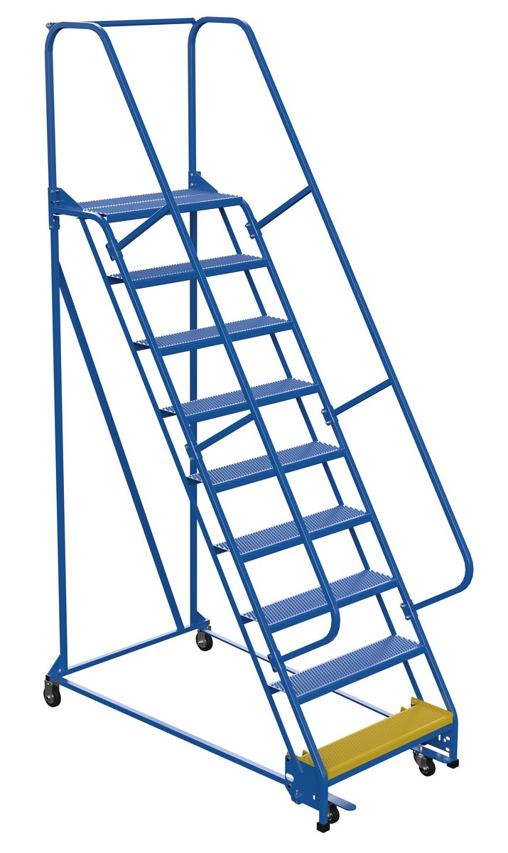 Vestil Steel Standard Slope Ladder - 58 Degree 9 Perforated 30-1/4 In. Step Width 350 lb - Blue