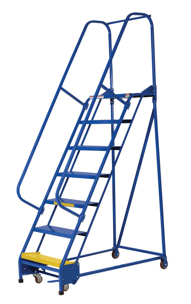 Vestil Steel Standard Slope Ladder - 58 Degree 7 Perforated 23-9/16 In. Step 350 lb - Blue