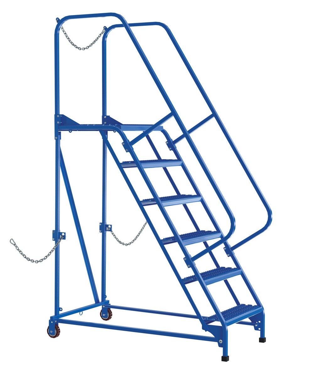 Vestil Steel Semi-Trailer Access Ladder - 58 Degree 6 Grip Strut 24 In. Step Width 350 lb - Blue
