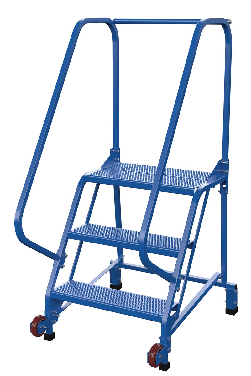 Vestil Steel Tip N Roll Ladder - 58 Degree 3 Perforated 24 In. Step Width 350 lb - Blue