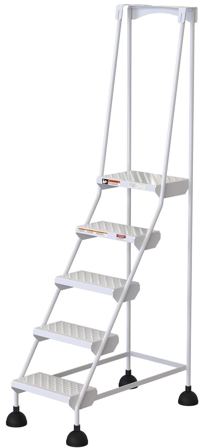 Vestil Steel Commercial Spring Loaded Ladders - 58 Degree 5 Perforated 16 In. Step Width 300 lb - White