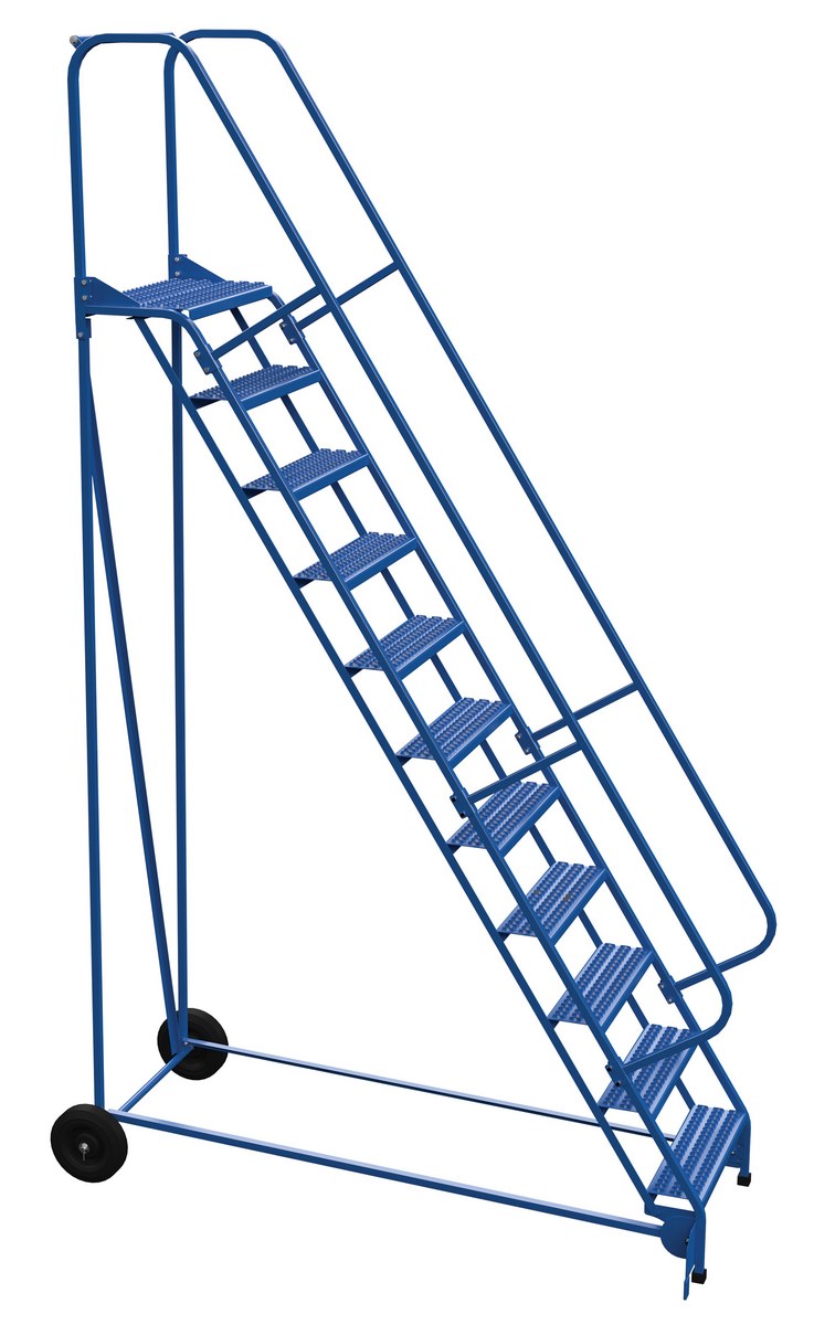 Vestil Steel Roll-A-Fold Ladder - 58 Degree 11 Grip Strut 23-9/16 In. Step Width 350 lb - Blue