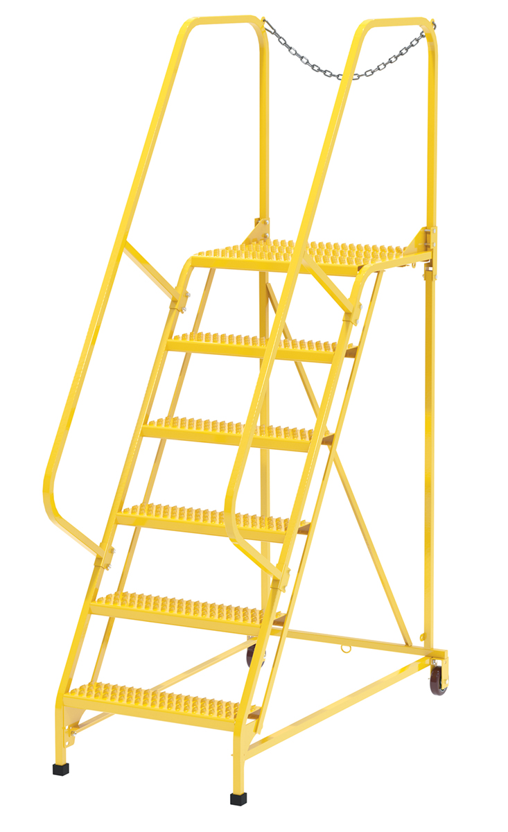 Vestil Steel Maintenance Ladder - 58 Degree 6 Grip Strut 24 In. Step Width 350 lb - Yellow