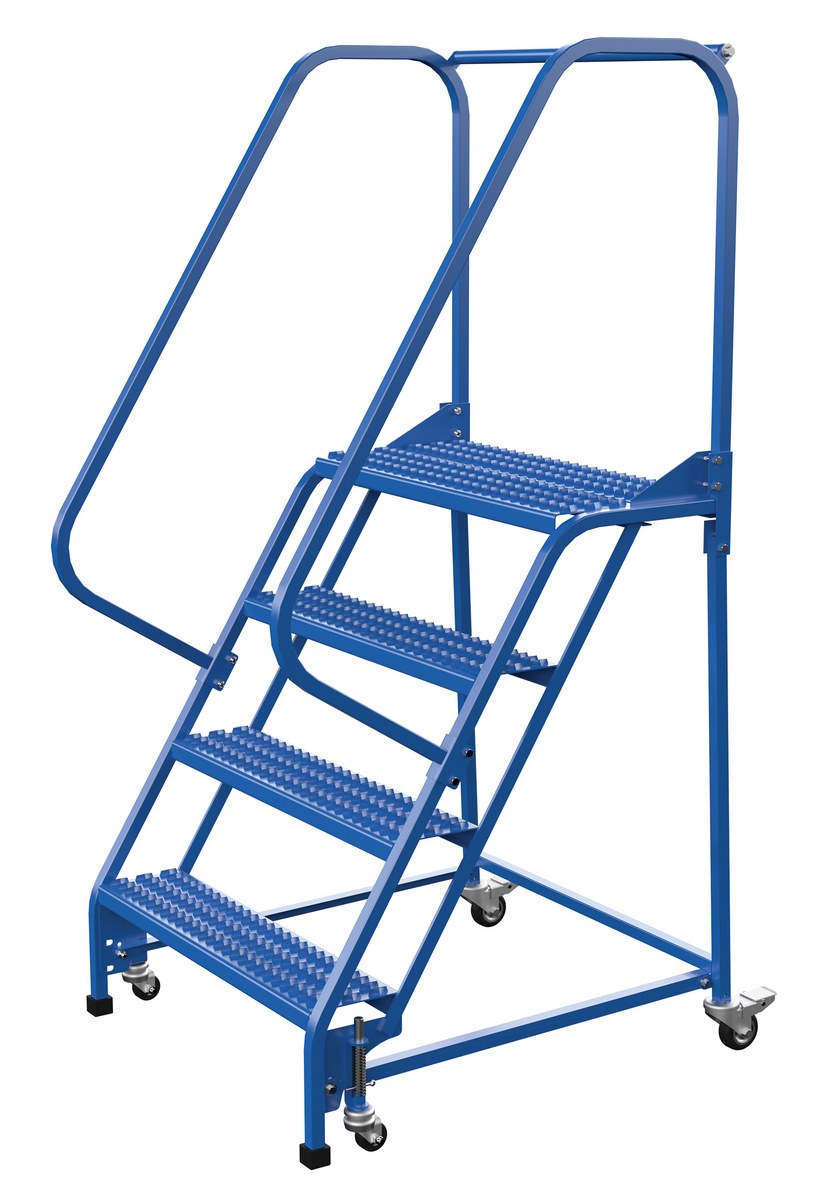 Vestil Steel Standard Slope Ladder - 58 Degree 4 Grip Strut 30-1/4 In. Step Width 350 lb - Blue