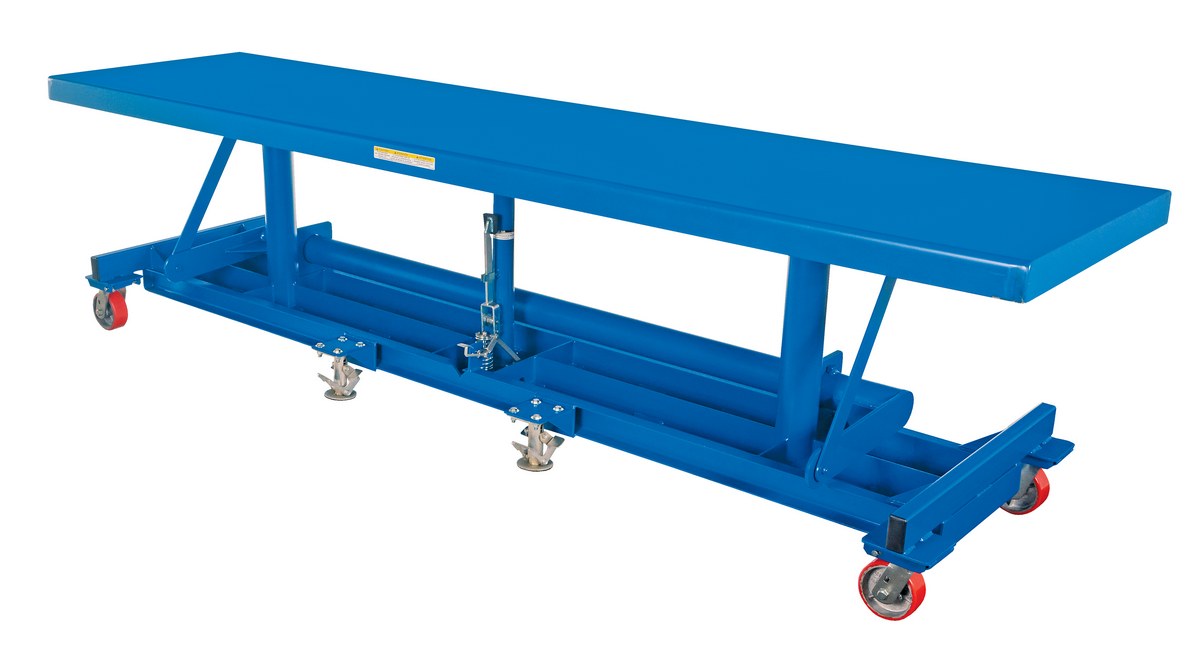 Vestil Steel Ergonomic Long Deck Cart - 120 In. x 30-1/4 In. x 31 In. 2,000 lb - Blue