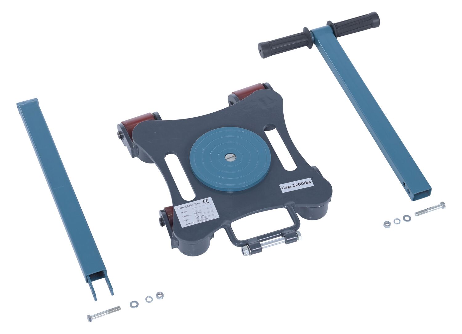 Vestil Steel Multi Direction Machinery Skate - 12 In. Length x 12 In. Width x 3-1/2 In. Height 2,200 lb - Blue and Gray