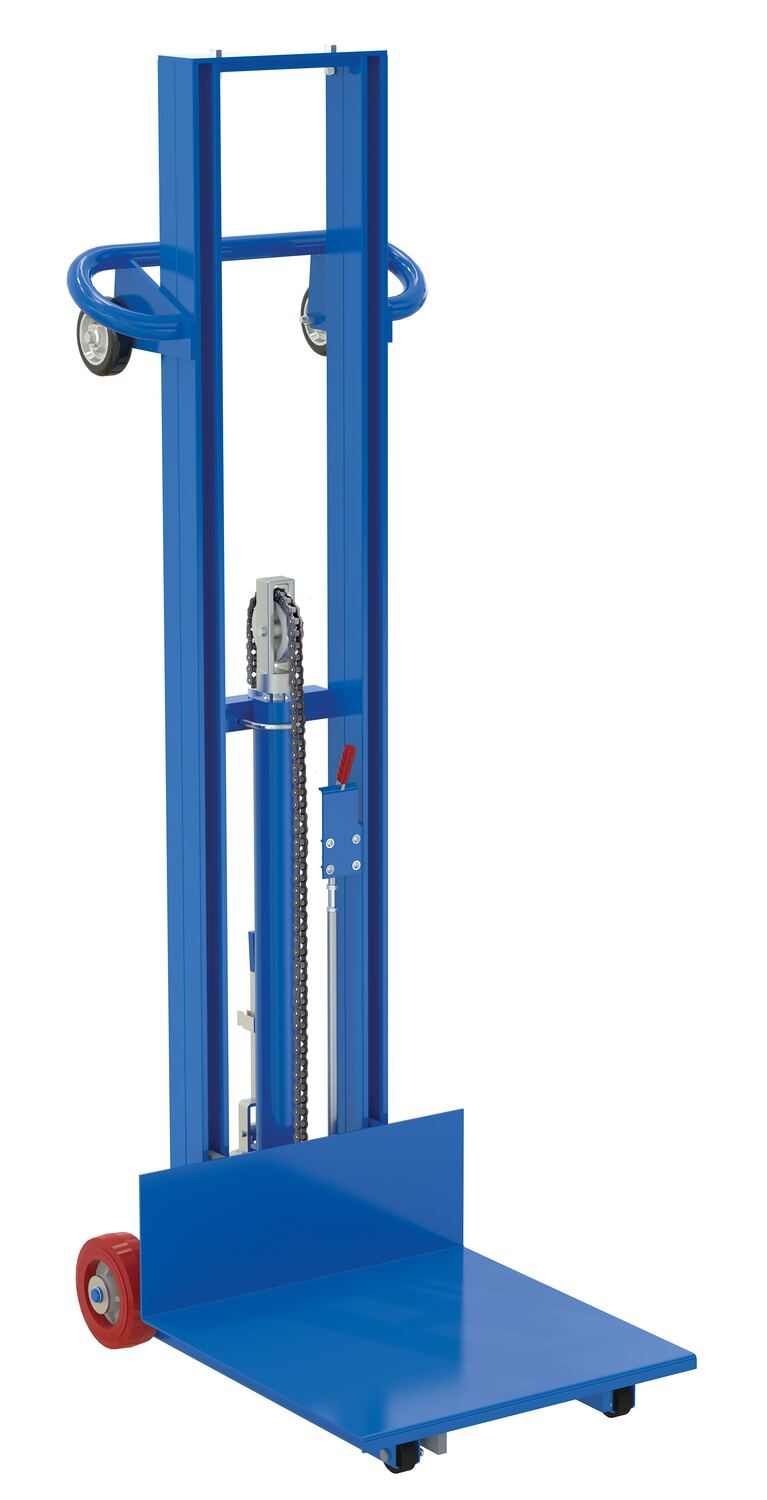 Vestil Steel Lite Load Lift With Foot Pump, Fixed Wheels and Manual Floor Lock - 20 In. x 20 In. Platform 400 lb - Blue